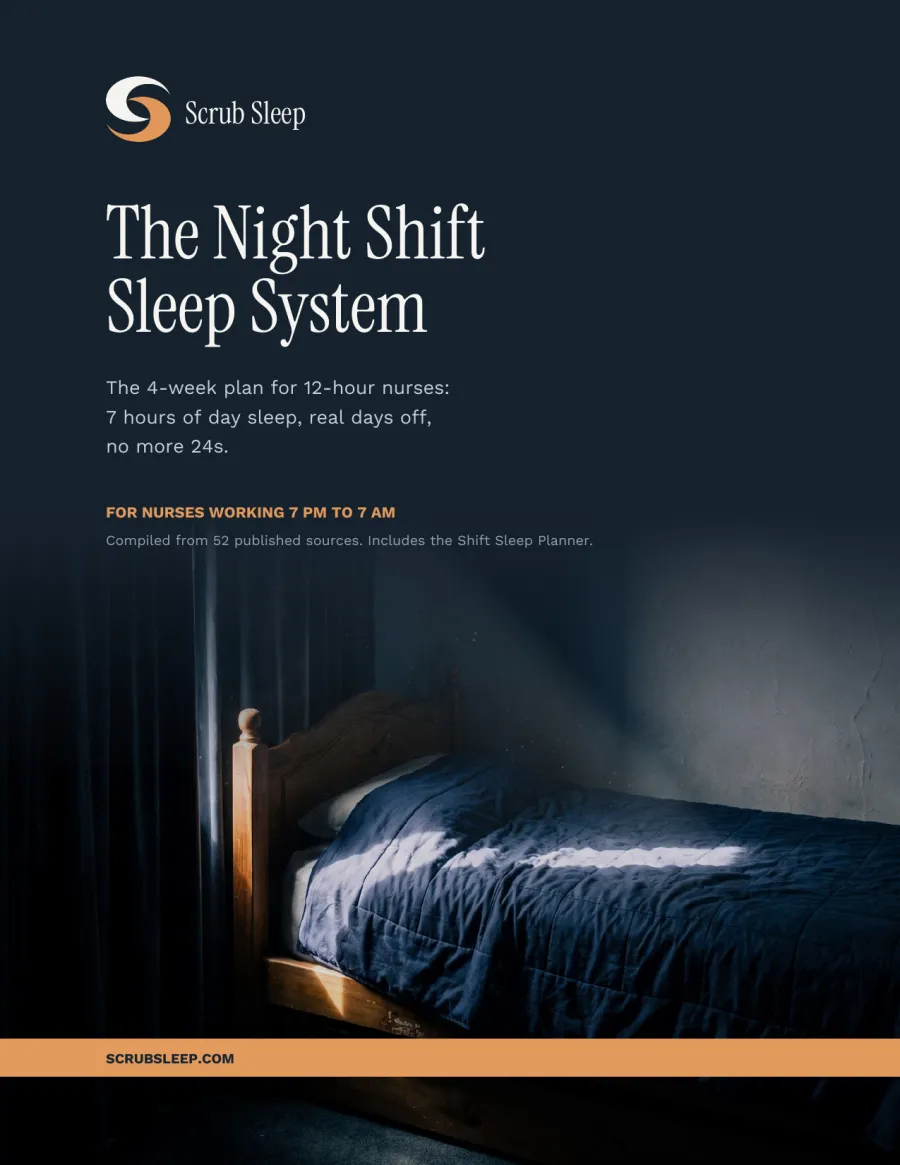 The cover of The Night Shift Sleep System: a dark bedroom with daylight across the bed.